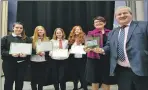  ?? Iain Ferguson, The Write Image. Photograph: ?? Sophie MacKinnon, left, Marley Alston, Fiona Janzen and Emma Vind, with head teacher Rebecca Machin and MP Ian Blackford.