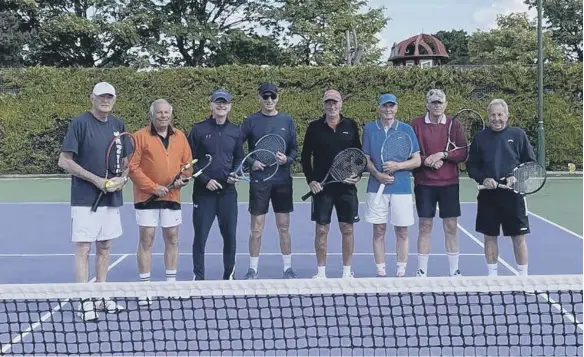  ?? ?? Warsash 1 v Warsash 2, Men’s Masters. From left - David Marsh, Michael Isaacs, Sean Terry, Stephen Carden-Noad, Jon Tims, Syd Quinn, Nigel Harvey, Ian Cunningham