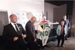  ?? PICTURE: IAN LANDSBERG ?? BUSINESS IS USUAL: Founder of Ezase-Kasi Siyanda Mtulu, Minister in the Presidency Jeff Radebe, Deputy Minister of Tourism Tokozile Xasa and Events MC André du Toit.