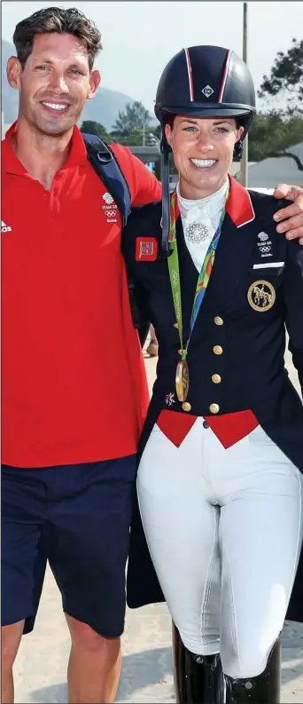  ??  ?? Proposal: Charlotte Dujardin and Dean Wyatt Golding after her gold medal win yesterday