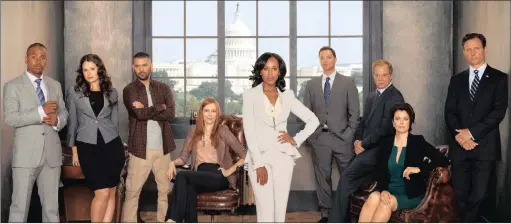  ??  ?? THE ART OF POLITICS: The star-studded ensemble cast of The Fixer (also known as Scandal in the US) return for a jaw-dropping sixth season.