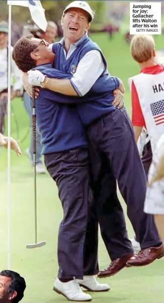  ?? GETTY IMAGES ?? Jumping for joy: Gallacher lifts Walton after his win