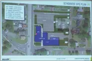  ?? EVAN BRANDT — MEDIANEWS GROUP ?? This aerial rendering shows the location of the proposed new Lower Pottsgrove Township building at the southeast corner of East High Street and South Pleasantvi­ew Road.