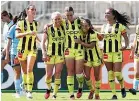  ?? GETTY ?? The Wellington Phoenix celebrate Kate Taylor’s goal.