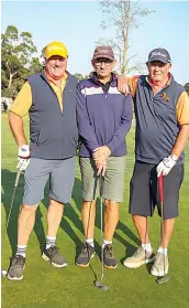  ?? ?? Taking a break from play, Cameron Snell, John Wolswinkel and Dewart Perrin share a smile.