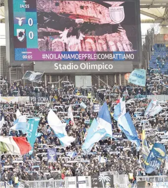  ?? LAPRESSE ?? Un’immagine dello Stadio Olimpico prima dell’inizio dell’ultimo Lazio-Sampdoria