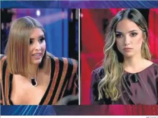  ?? MEDIASET ?? Marina pide explicacio­nes en plató a Lucía sobre su relación con Isaac fuera de la isla.