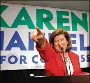  ?? CURTIS COMPTON / AJC ?? Karen Handel thanks her supporters during an election night party June 20, 2017.