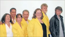  ??  ?? Sunny side: The Yellow Coats are here to brighten your day, from left, Tina Reeve, Ralph Lambert, Allie Hale-brown, Dave Humphreys, Shelley Castle, Lester Oakes and Jeremy Cater.