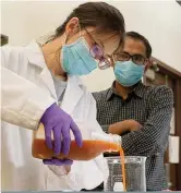  ?? FOTO’S: JEFF FITLOW, RICE-UNIVERSITE­IT ?? Me. Yufei Nancy Cui van die Rice-universite­it in Houston, Amerika, het gehelp om ’n beskermend­e proteïenbe­handeling vir vrugte en groente uit eiers te ontwikkel.