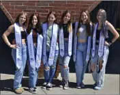  ?? NICK SESTANOVIC­H — THE REPORTER ?? From left, Will C. Wood High School students Faith Clark, Hailey Gillett, Jax Dobrei, Hailey Freestone, Angelica Gosvener and Laila Gunderson were six of the seven students to receive Associate of Art degrees from Solano Community College through the Vacaville Early College High School program. Not pictured: Tarah Lopez.