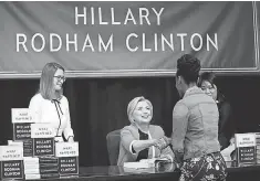  ?? SETH WENIG, AP ?? Former Democratic presidenti­al nominee Hillary Clinton greets people at her book signing Tuesday in New York.