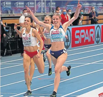  ??  ?? GOLDEN GIRL: Keely Hodgkinson claimed the European Indoor 800m title