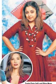  ?? PHOTO: SHUTTERSTO­CK PHOTO: FOTOCORP ?? Freida Pinto (left) and Olivia Munn (inset) are among the Hollywood celebritie­s supporting Bollywood actor Tanushree Dutta, who has alleged sexual harassment on her film sets