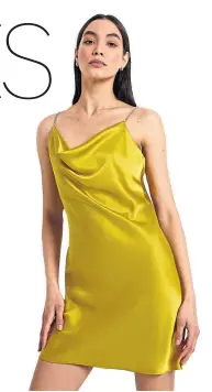  ?? ?? Yellow Satin Slip Mini Dress, £34, River Island.