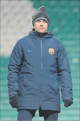  ?? FOTO: MANEL MONTILLA ?? Luis Enrique, en la sesión de entrenamie­nto de ayer Se siente optimista