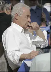  ?? DANNY MOLOSHOK — THE ASSOCIATED PRESS ?? Martin Wygod, owner of Sweet Catomine, awaits word of his horse’s post position during the draw ceremony for the Santa Anita Derby at Santa Anita on April 6, 2005, in Arcadia. Wygod has died, he was 84.