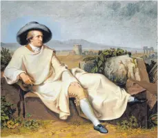  ??  ?? „Goethe in der Campagna“von 1787 stammt von Goethes Malerfreun­d Tischbein und ist in Frankfurt zu sehen.