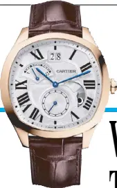  ??  ?? Think pink gold: Drive de Cartier watch with large date, retrograde second time zone and day/night indicator