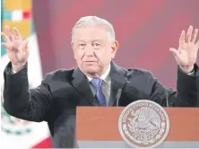  ?? ?? El presidente Andrés López habla durante su rueda de prensa diaria, ayer. El “Chapo” Guzmán le pide que interceda. EFE