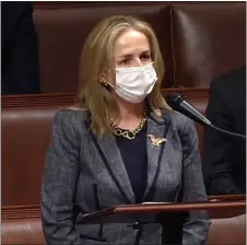  ?? IMAGE FROM SCREENSHOT ?? U.S. Rep. Madeleine Dean, D-4, speaks in favor of impeaching President Donald Trump Wednesday.