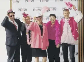  ??  ?? 0 Leaders from all parties at Holyrood sport pink for Breast Cancer Now