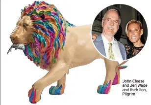  ?? ?? John Cleese and Jen Wade and their lion, Pilgrim