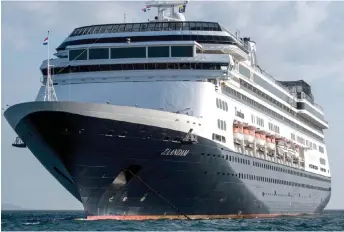  ?? Photo — AFP file ?? View of Holland America’s cruise ship Zaandam as it entered the Panama City bay to be assisted by the Rotterdam cruise ship with supplies, personnel and Covid-19 testing devices, eight milles off the coast of Panama City.