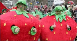  ??  ?? Strawberri­es on parade in Enniscorth­y on St. Patrick’s Day in 2014