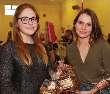  ??  ?? Exhibiting at the annual craft fair in Craanford Community Centre were Kiera Clarke and Orlaith Marks on their ‘Florasion Flur’ stand.