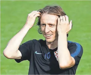  ??  ?? Croatia’s Luka Modric takes part Saturday in a training session in Moscow for Sunday’s World Cup final against France. FELIPE TRUEBA/EPA-EFE