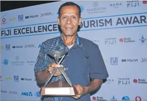  ?? Picture: REINAL CHAND ?? Talanoa Treks pioneer tour guide Vilitati Rokovesa won the Cultural Tourism Champion Award during the ANZ Fiji Excellence in Tourism Awards at the Sheraton Fiji Golf and Beach Resort in Denarau Nadi.