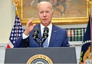  ?? (AFP) ?? US President Joe Biden speaks about debt negotiatio­ns in the Roosevelt Room of the White House in Washington, DC, on Thursday