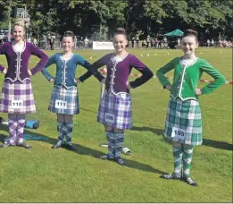  ??  ?? Left: Some of the 16-and-under age group Highland dancers.