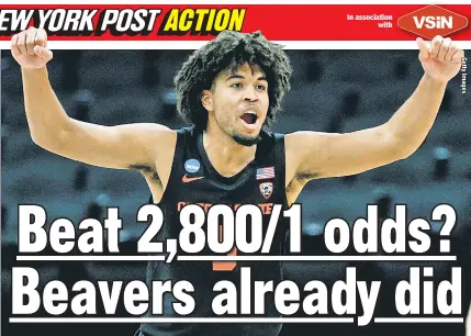  ??  ?? SHOCK THE WORLD: After finishing in sixth place in the Pac-12 during the regular season, Oregon State, led by guard Ethan Thompson, has shocked the world by winning the conference tournament and reaching the Sweet 16.