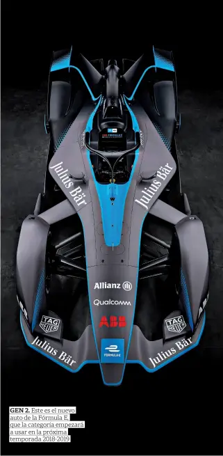  ??  ?? GEN 2. Este es el nuevo auto de la Fórmula E, que la categoría empezará a usar en la próxima temporada 2018-2019