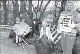  ?? Photo submitted ?? Emily Riker, far right, and volunteers during their Litter Free School Zone program cleanup.