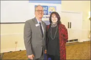  ?? Contribute­d photo ?? Middlesex United Way CEO and president Kevin Wilhelm, left, and Denise Brewer, a new member of the board, attended the annual meeting on Thursday in Middletown.