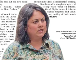  ?? Photo: RNZ Pacific ?? New Zealand COVID-19 Response Minister Ayesha Verrall