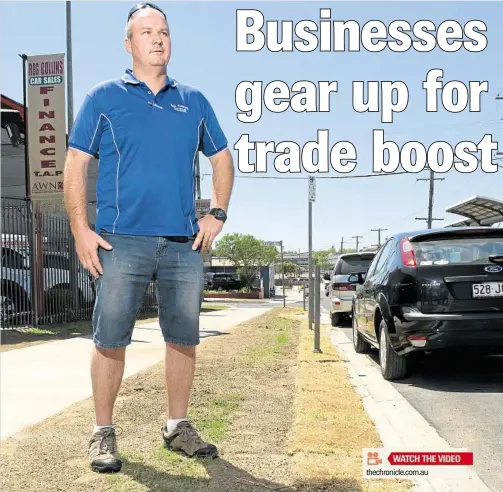  ?? thechronic­le.com.au
PHOTO: NEV MADSEN ?? ROCKY ROAD: Reg Collins Car Sales owner Bryan Collins is not happy how roadworks impacted on his business.