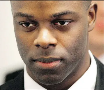  ?? — THE CANADIAN PRESS FILES ?? RCMP Const. Kwesi Millington was sentenced to two-and-a-half years in jail for lying to a public inquiry into the death of Robert Dziekanski.