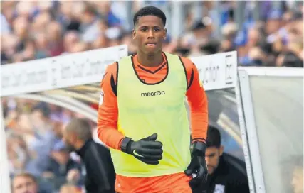  ??  ?? Young Bristol Rovers goalkeeper Alexis Andre Jnr