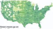  ??  ?? Green means go on Google Fi’s coverage map.