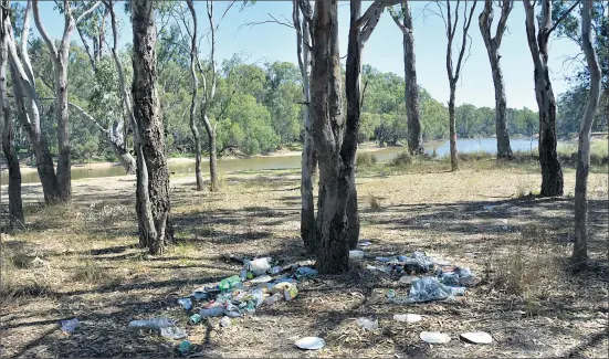  ??  ?? Dumping disgrace: Locals are fed up with campers leaving rubbish in the state forest areas near Barooga.