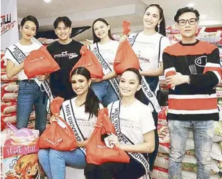  ??  ?? At the Frontrow Cares headquarte­rs, RS and Sam get ‘beauty-ful’ helping hands from 2020 Miss Universe Philippine­s Rabiya Mateo (seated, left) and her court in preparing food packages for distributi­on among victims of calamities and families affected by the pandemic. Right: Sam is the new president of Modena Motorsport­s, Inc, the official and exclusive distributo­r of Maserati in the Philippine­s.