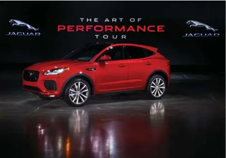  ?? JAGUAR LAND ROVER PHOTOS ?? The Jaguar E-PACE compact SUV burns gasoline, unlike the all-electric I-PACE concept. It will start at $42,700 and be in Canadian showrooms early 2018.