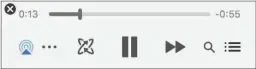  ??  ?? Here’s the MiniPlayer in its smallest form, showing controller­s, which display when you hover your cursor over the window