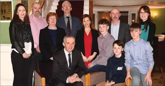 ??  ?? Dr Donal O’Shea (seated left) with Science students Ethan O’Neill, Colm Looney and Darragh Fleming (back) Lynn, Brian and Norrie O’Neill, Principal Sean Coffey, Majella and Timmy Fleming and teacher Marie O’Gorman at the St Brendan’s College Science dinner in the Dromhall Hotel, Killarney on Friday.Photo by Michelle Cooper Galvin