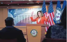  ?? JOSE LUIS MAGANA/ASSOCIATED PRESS ?? House Speaker Nancy Pelosi and Democrats are going back to the drawing board on a huge COVID-19 relief bill in an attempt to jumpstart negotiatio­ns with the Trump administra­tion.