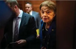  ?? KENT NISHIMURA — LOS ANGELES TIMES — TNS ?? Sen. Dianne Feinstein, D-Calif., speaks to reporters at the U.S. Capitol on Tuesday. Feinstein, California’s longest-serving senator, has announced she will not run for reelection.